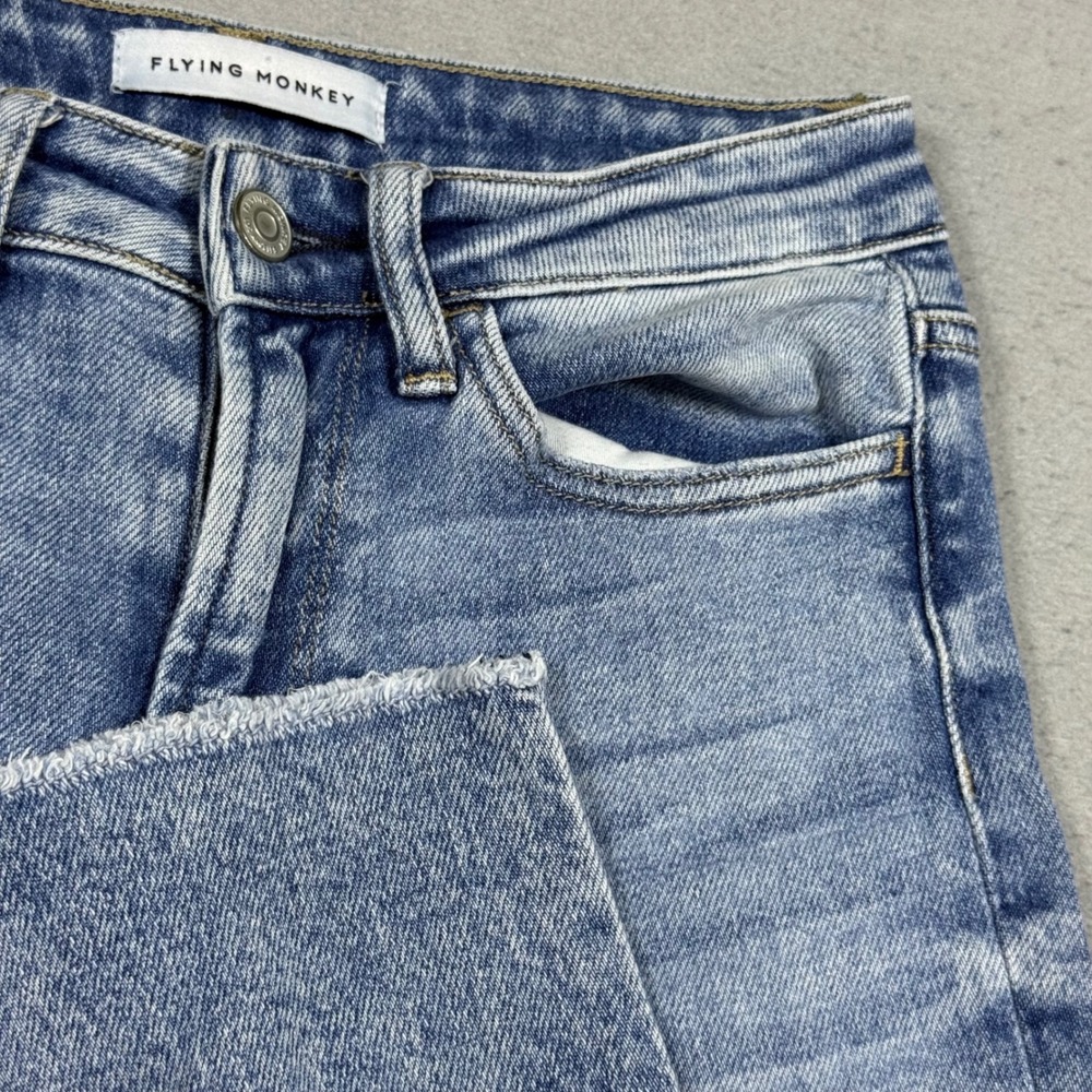 Flying Monkey High Rise Straight Leg Distressed Light Wash Jeans Size 24